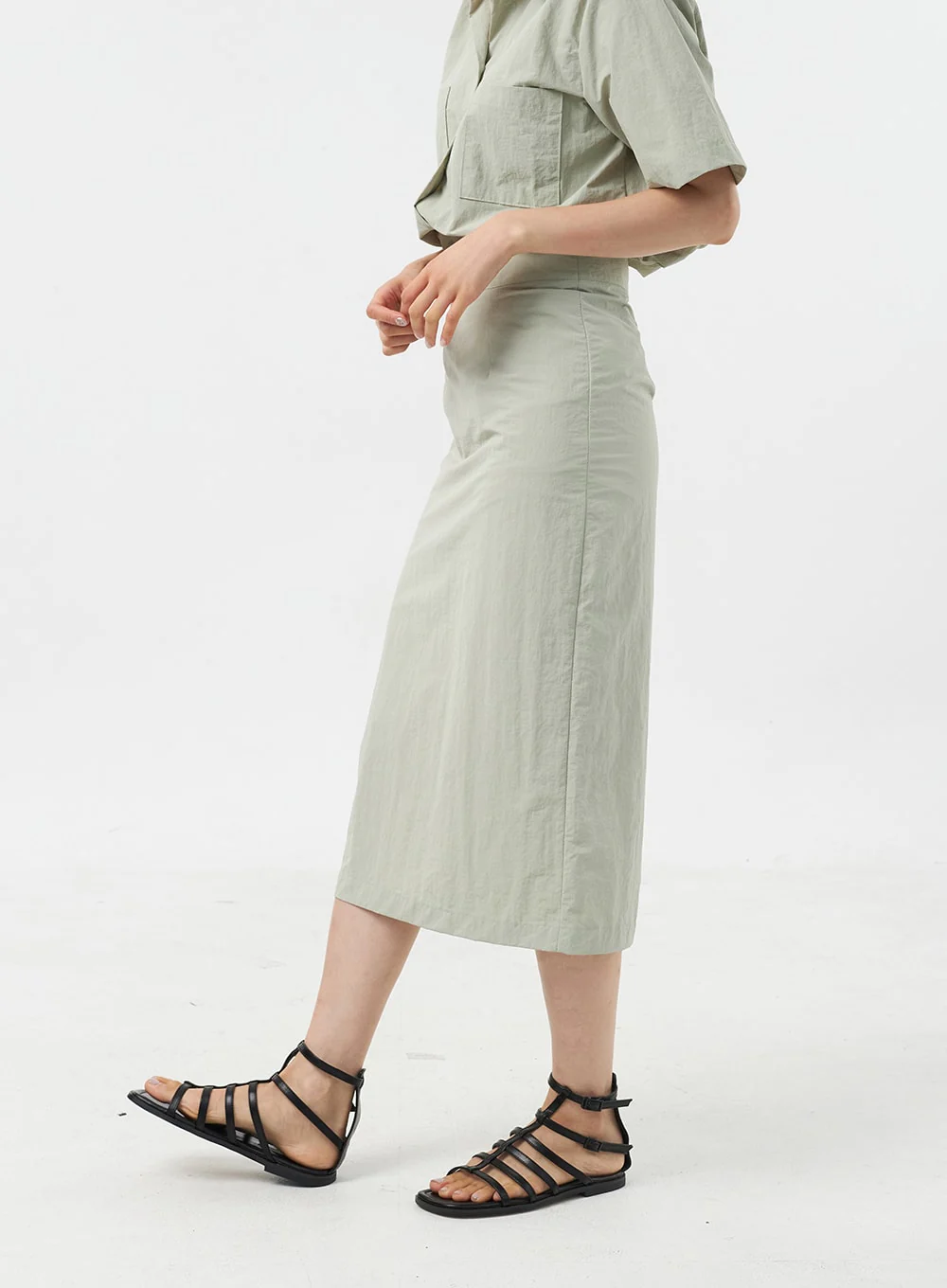 Nylon Midi Skirt OU309 - Image 9