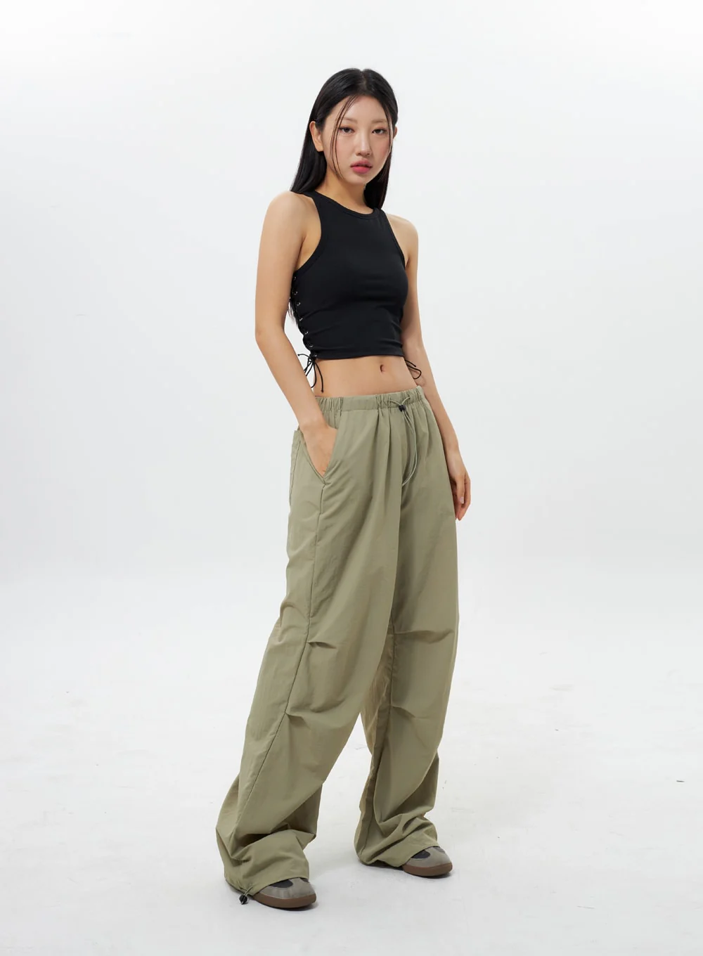 Nylon Wide Track Pants IY311 - Image 10