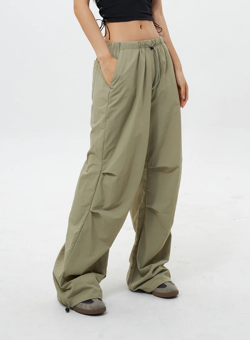 Nylon Wide Track Pants IY311 - Image 11