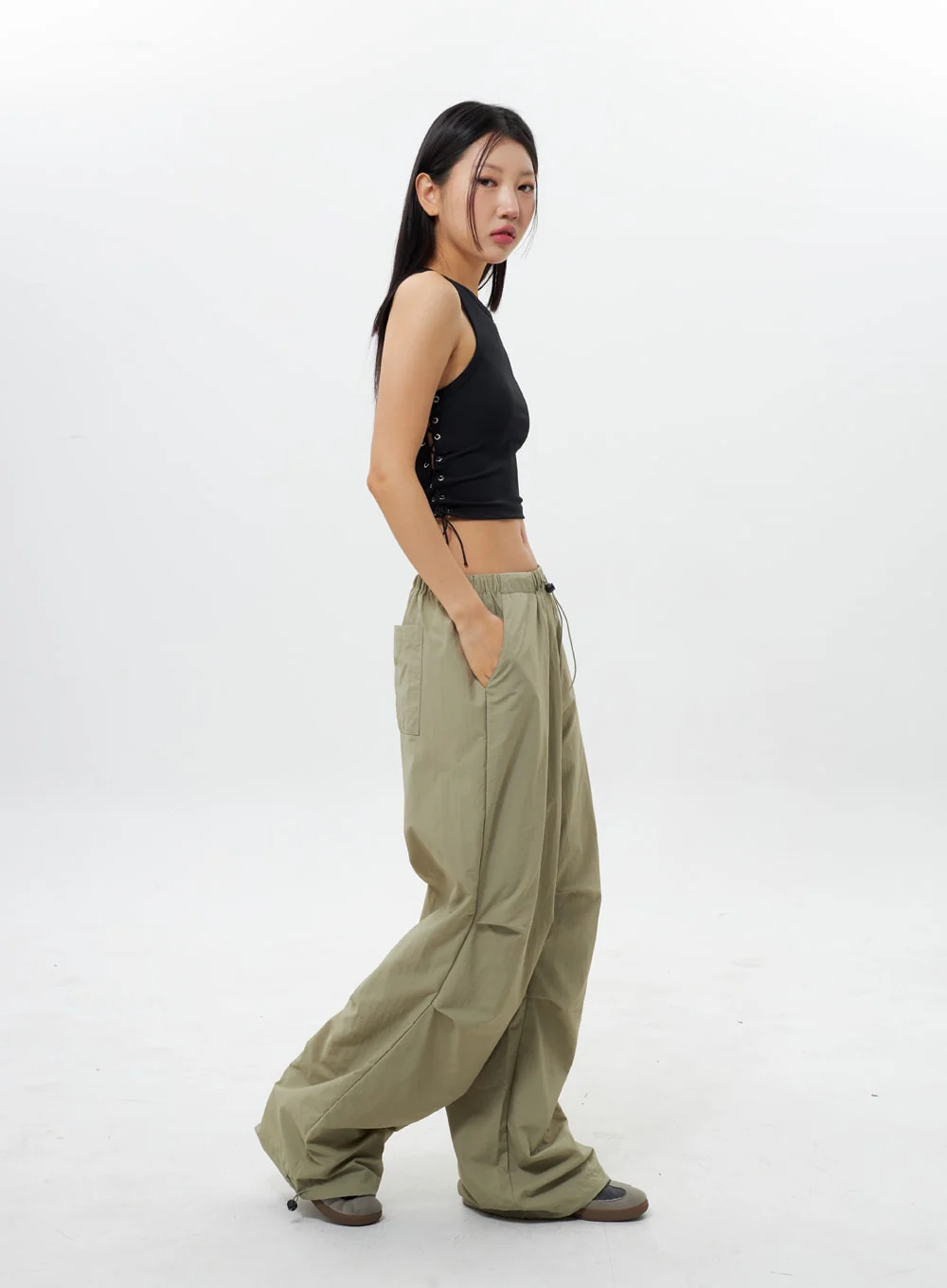 Nylon Wide Track Pants IY311 - Image 12