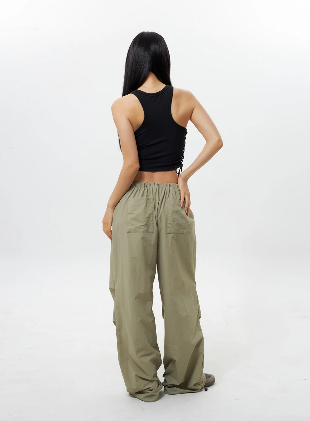 Nylon Wide Track Pants IY311 - Image 13