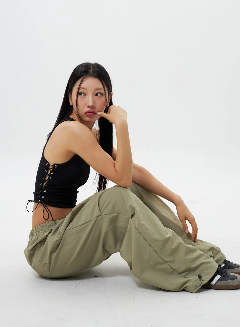 Nylon Wide Track Pants IY311 - Image 14