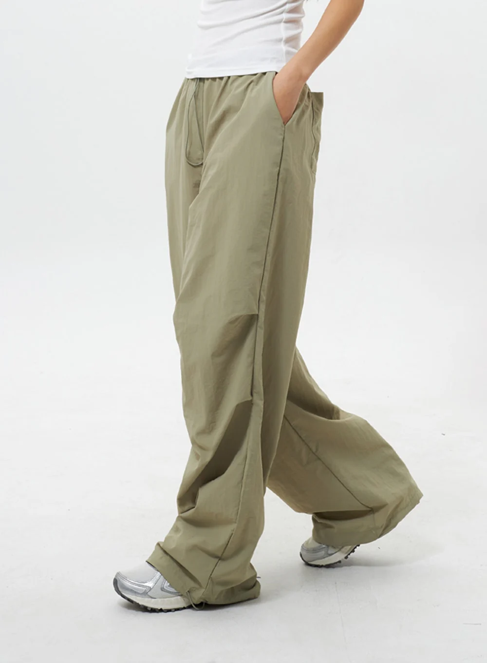 Nylon Wide Track Pants IY311 - Image 4