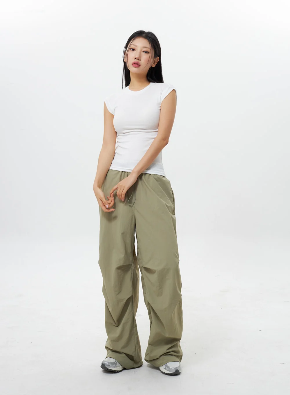 Nylon Wide Track Pants IY311 - Image 6
