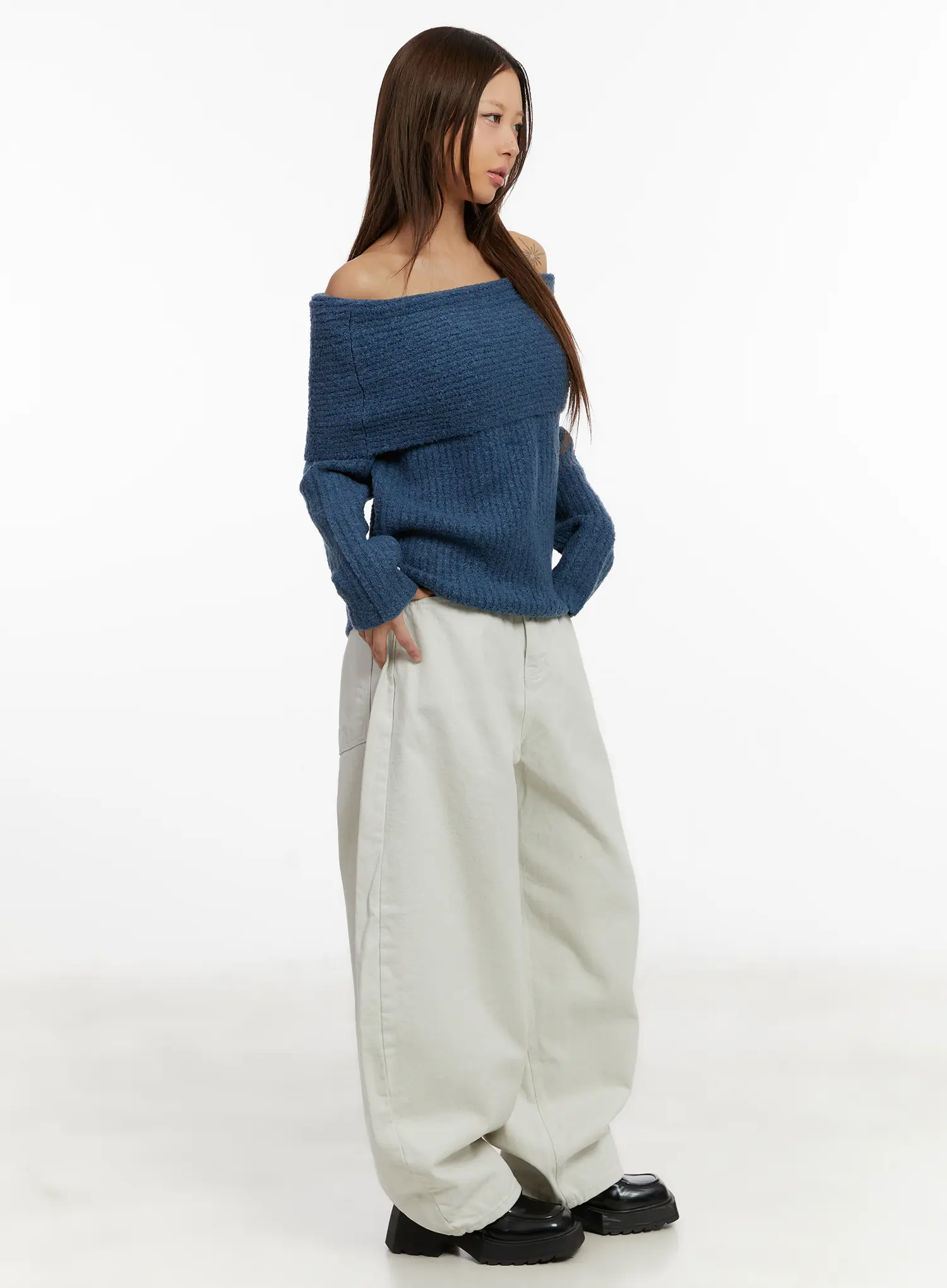 Off-Shoulder Buttery Knit Sweater CD517 - Image 6