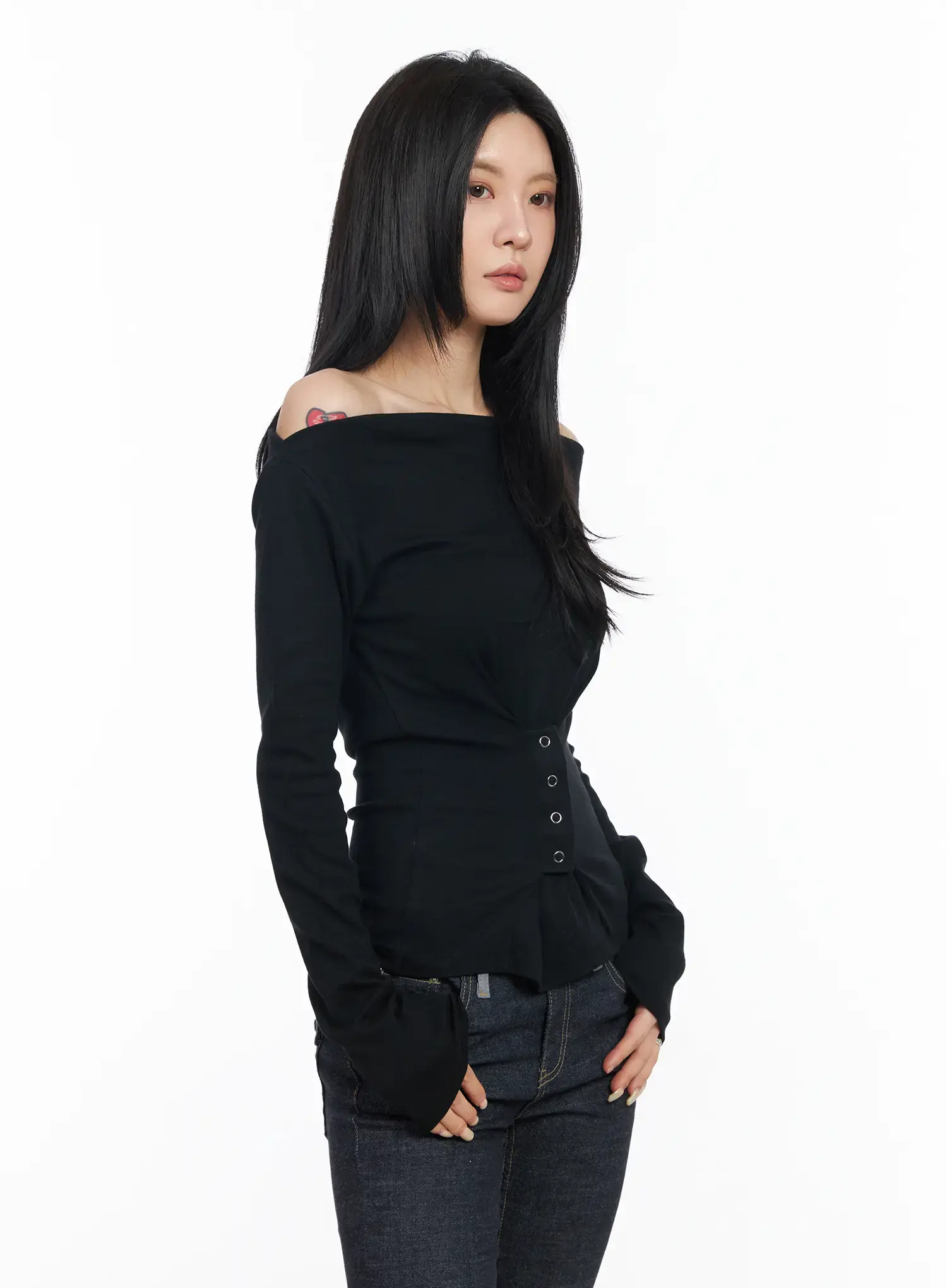 Off-Shoulder Corset Long Sleeve Top CM516 - Image 7