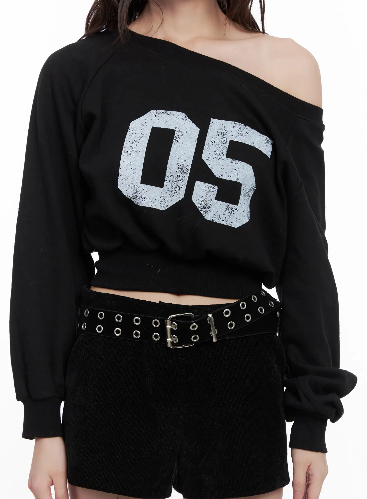 Off-Shoulder Crop Sweatshirt CN510 - Image 4