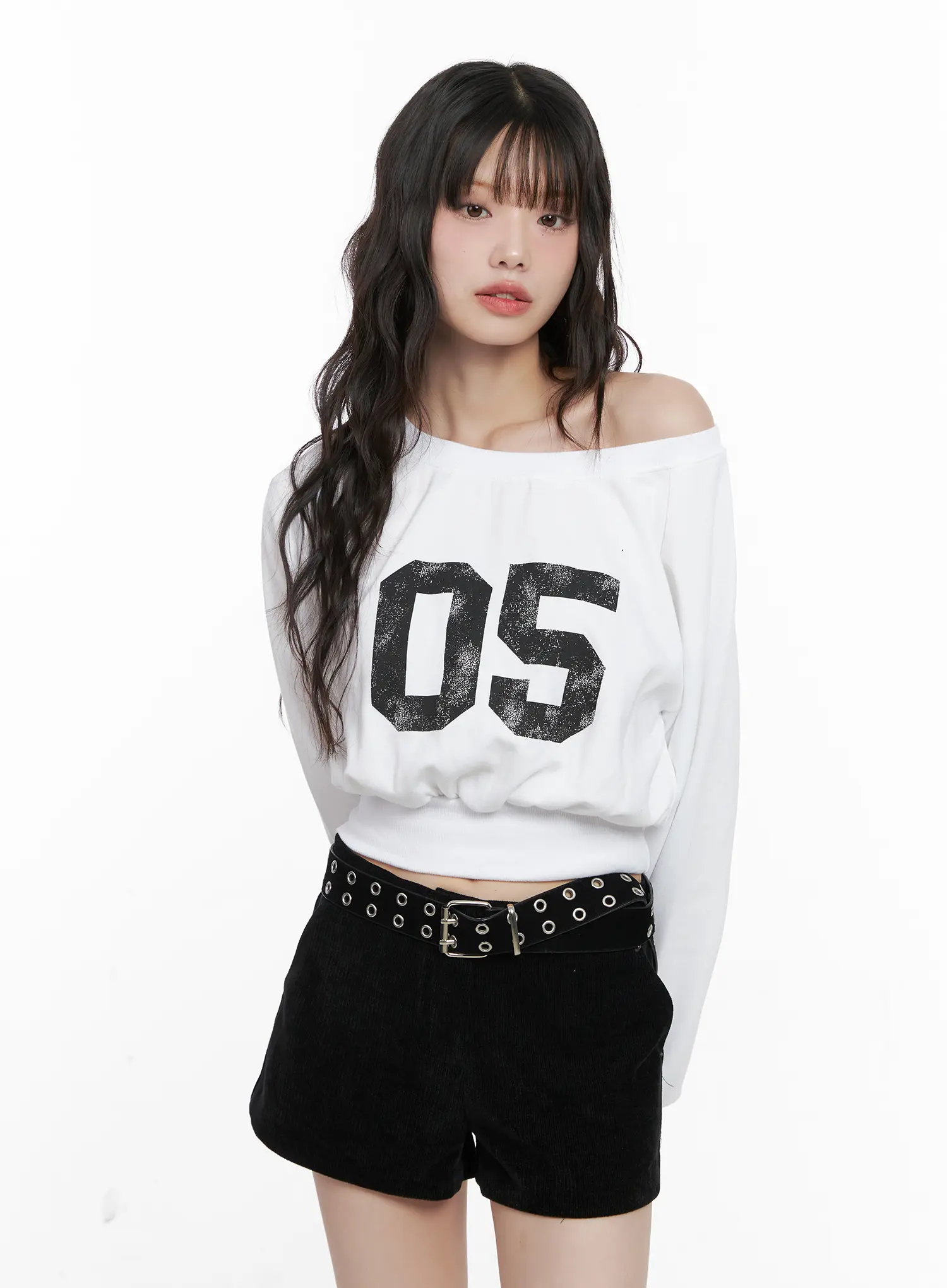 Off-Shoulder Crop Sweatshirt CN510 - Image 8
