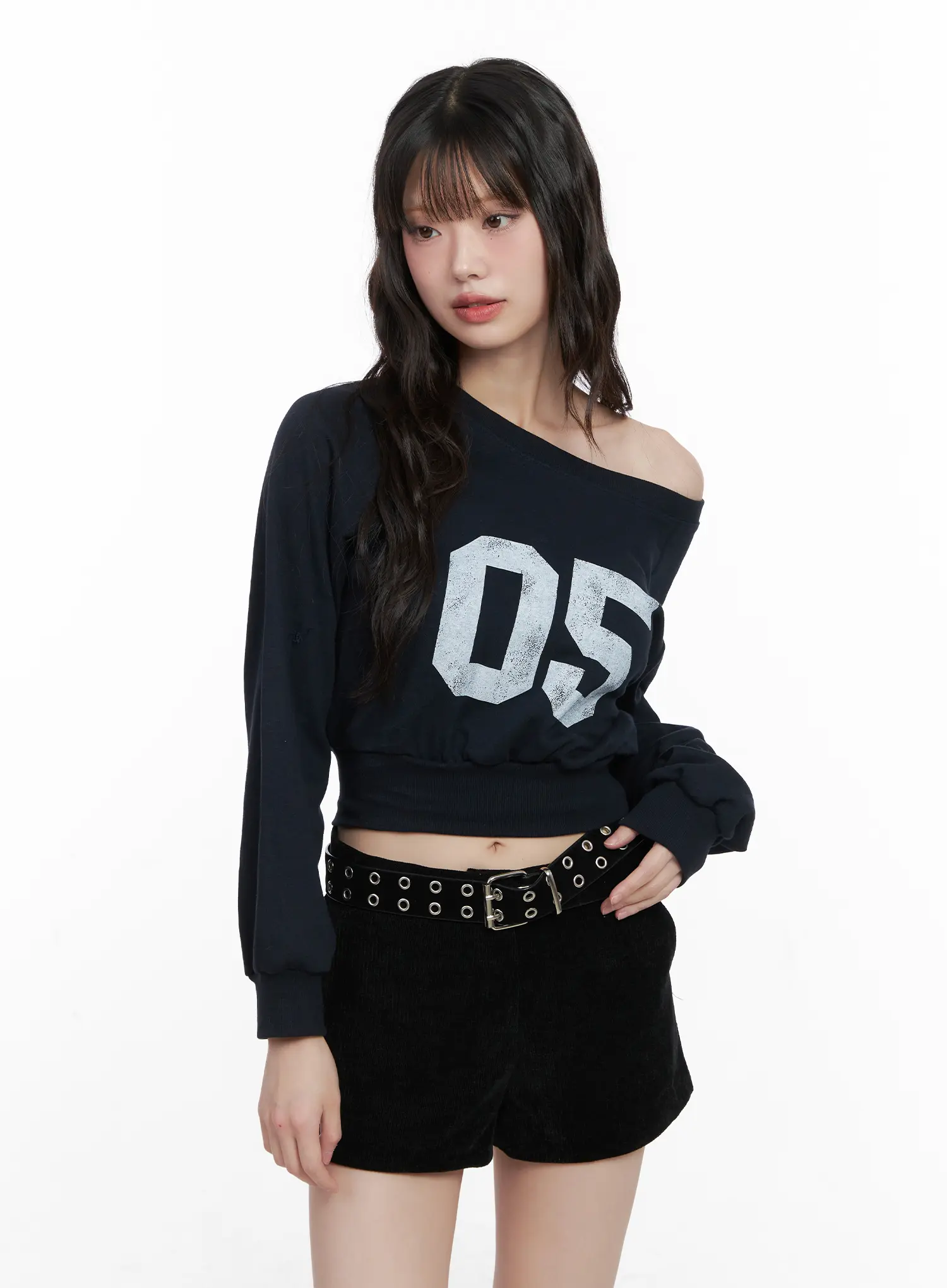 Off-Shoulder Crop Sweatshirt CN510 - Image 9