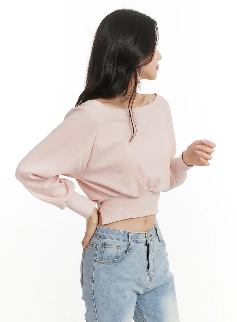 Off-Shoulder Crop Sweatshirt OF427 - Image 4