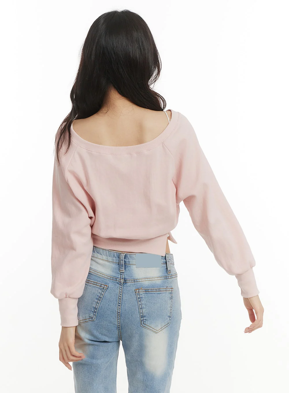 Off-Shoulder Crop Sweatshirt OF427 - Image 5