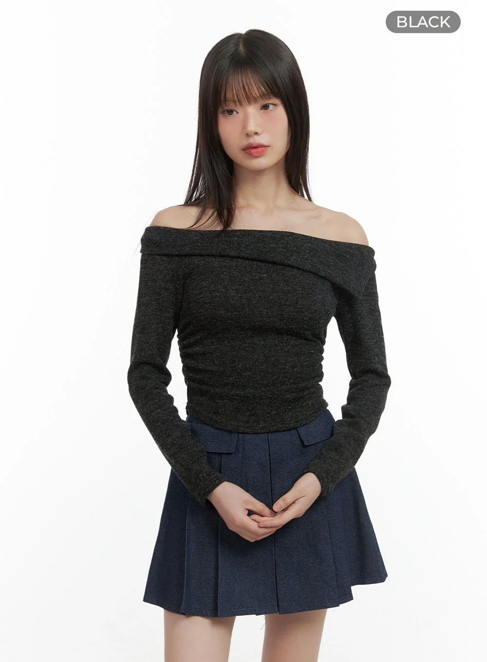 Off-Shoulder Cropped Knit Top CO410 - Image 8