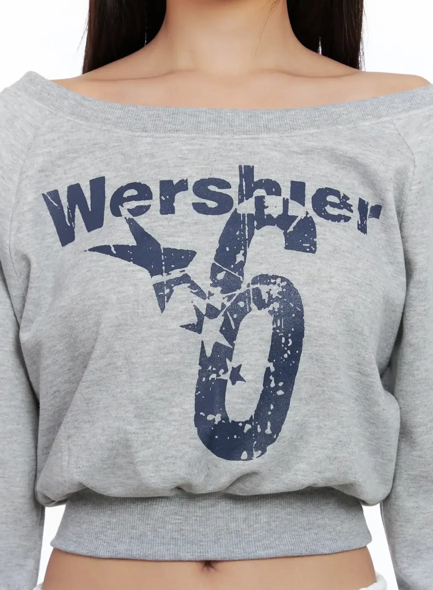 Off-Shoulder Cropped Sweatshirt IG527 - Image 4
