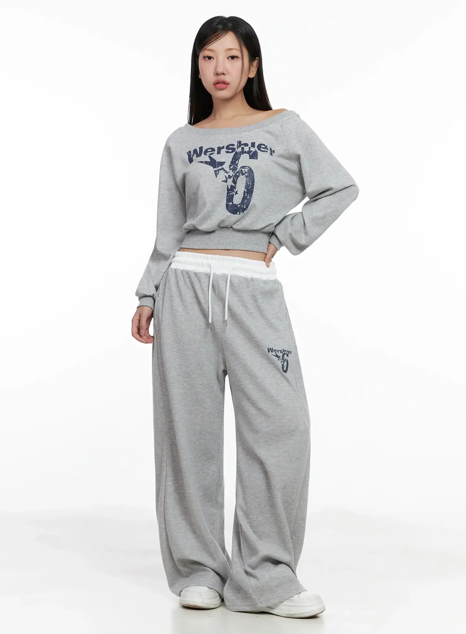 Off-Shoulder Cropped Sweatshirt IG527 - Image 7