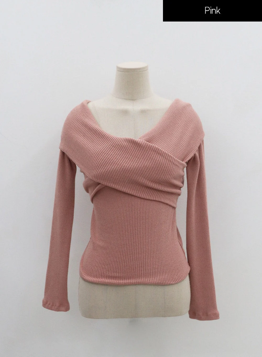 Off-Shoulder Cross Knit Long Sleeve T-Shirt IN07 - Image 14