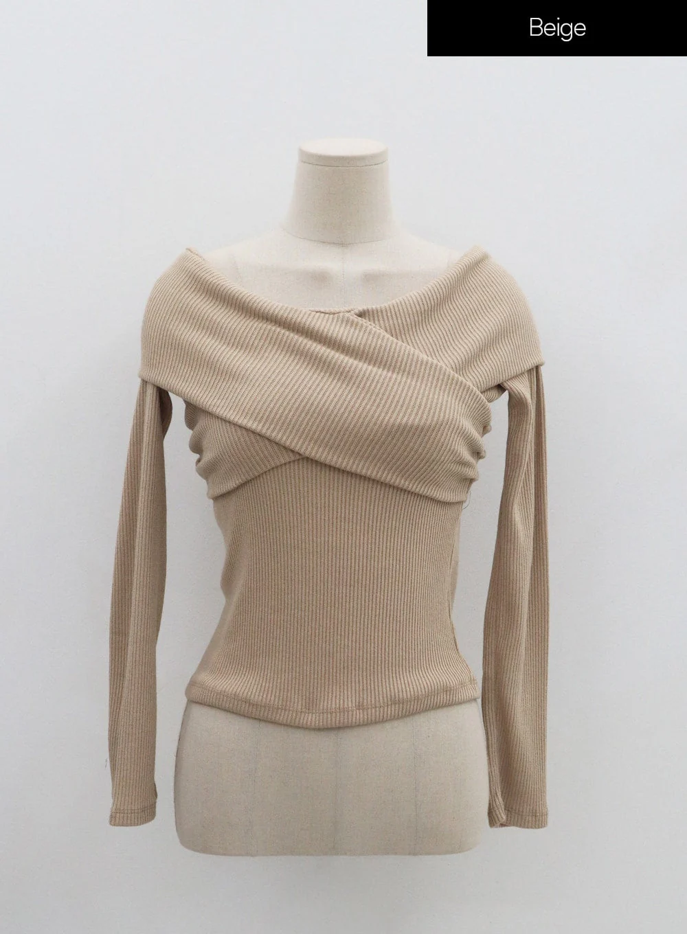 Off-Shoulder Cross Knit Long Sleeve T-Shirt IN07 - Image 15