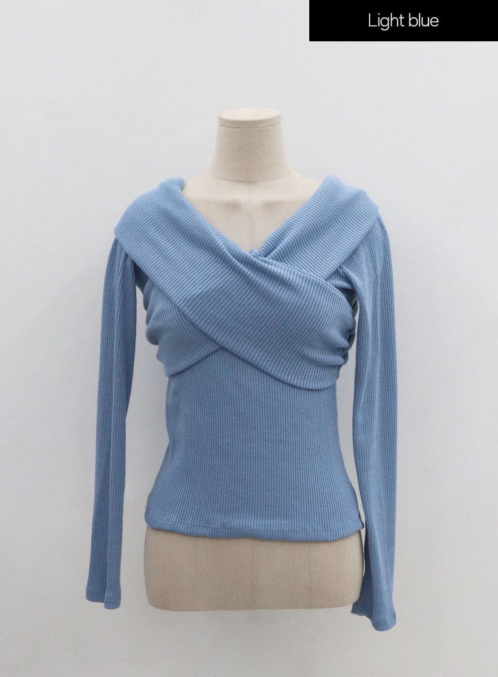 Off-Shoulder Cross Knit Long Sleeve T-Shirt IN07 - Image 18