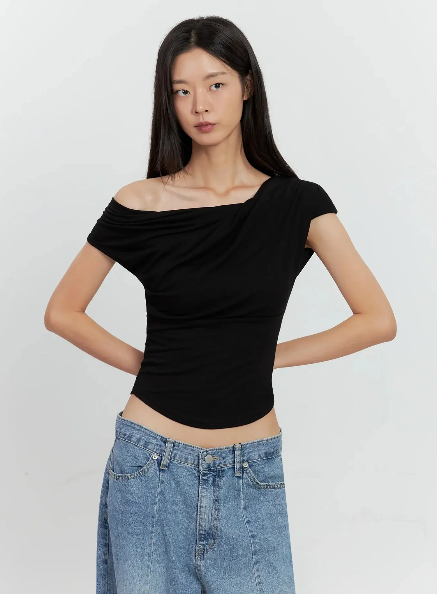 Off-Shoulder Draped Top IL528 - Image 24