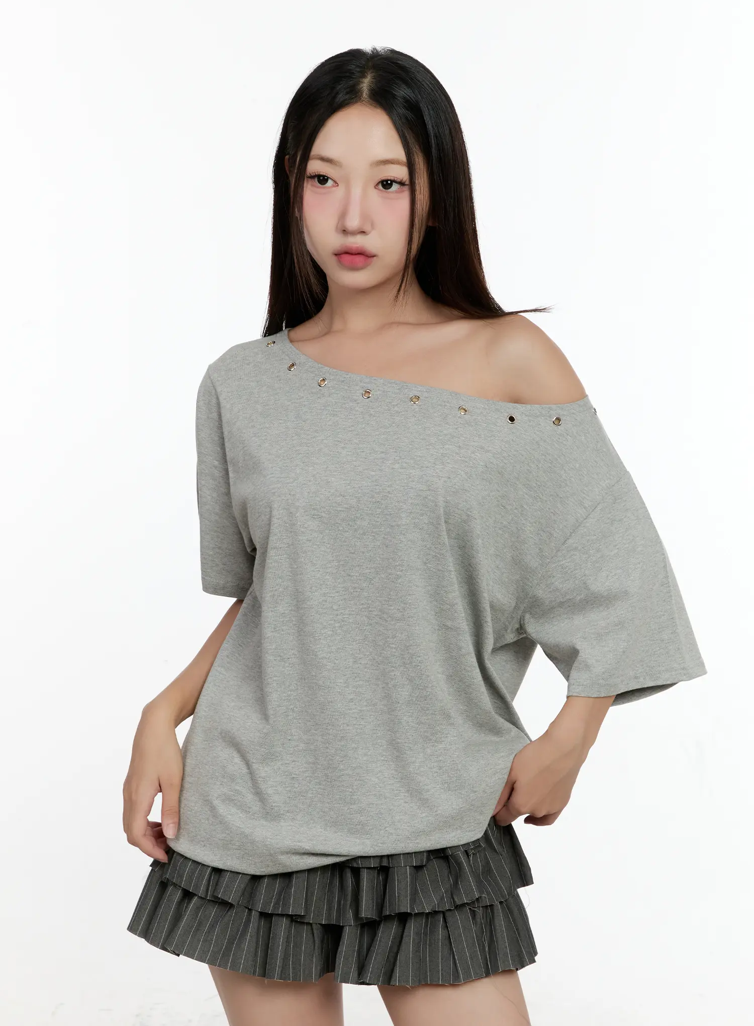 Off-Shoulder Eyelet Tee CL531 - Image 11