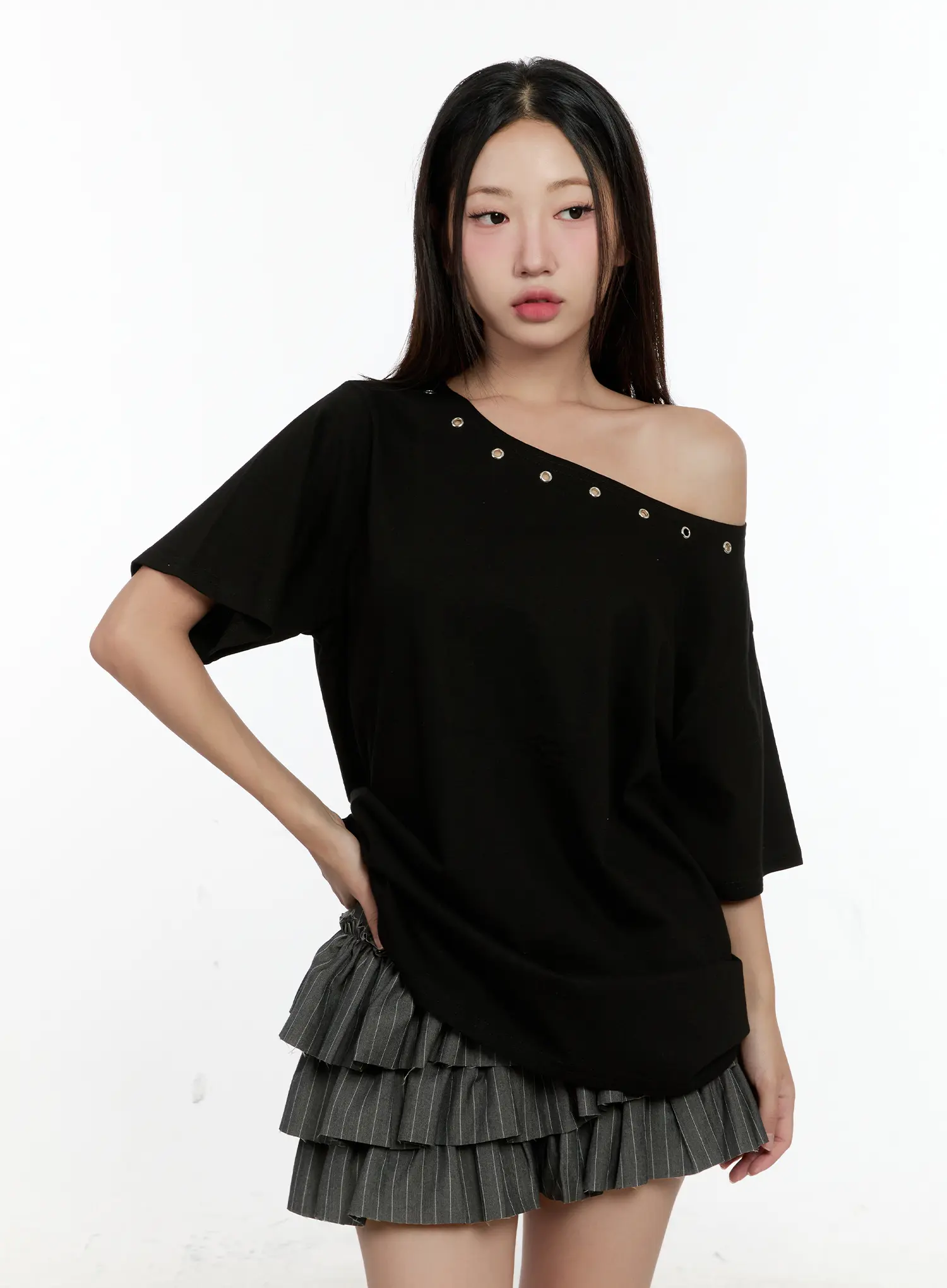 Off-Shoulder Eyelet Tee CL531 - Image 12