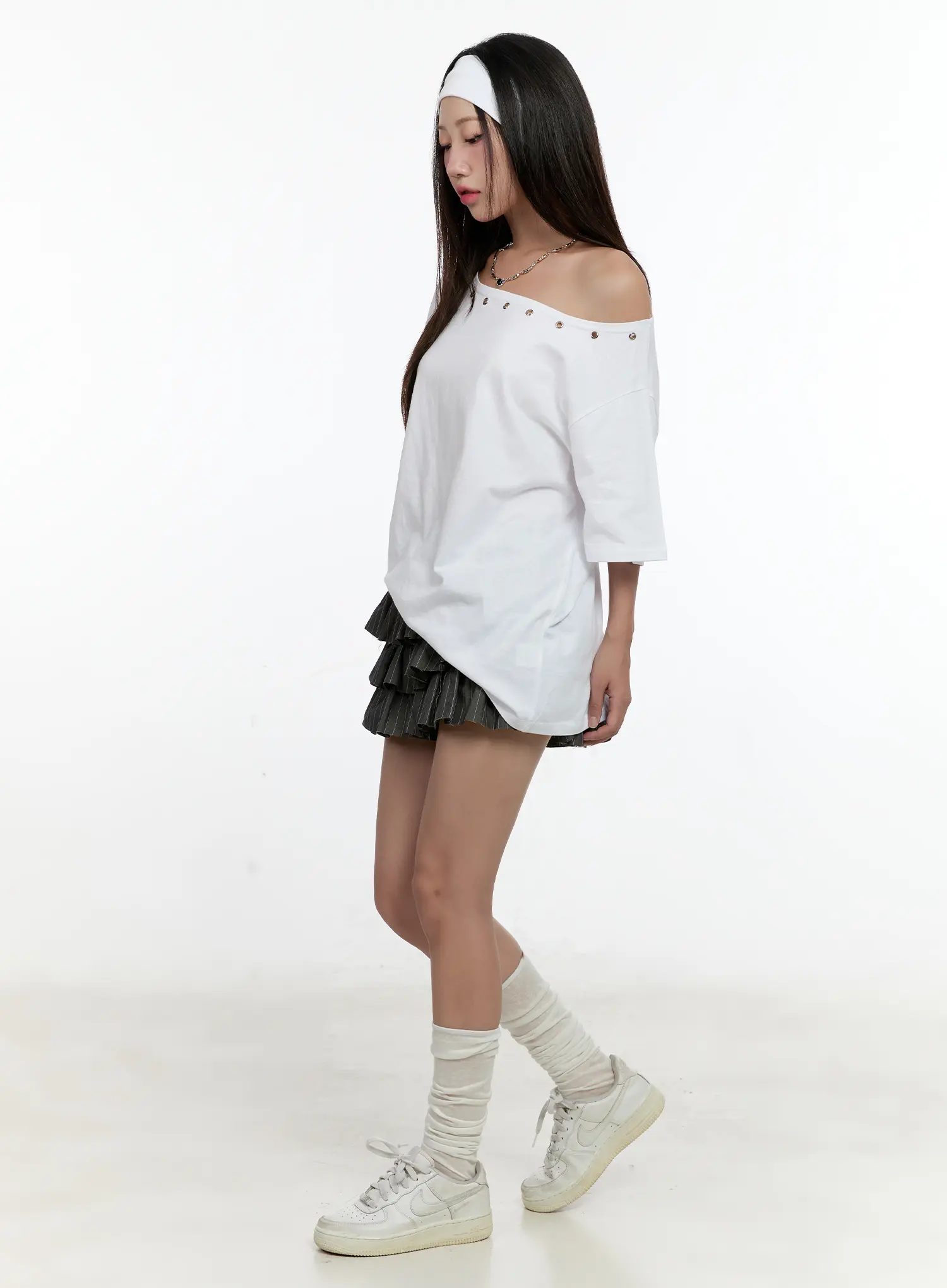 Off-Shoulder Eyelet Tee CL531 - Image 6