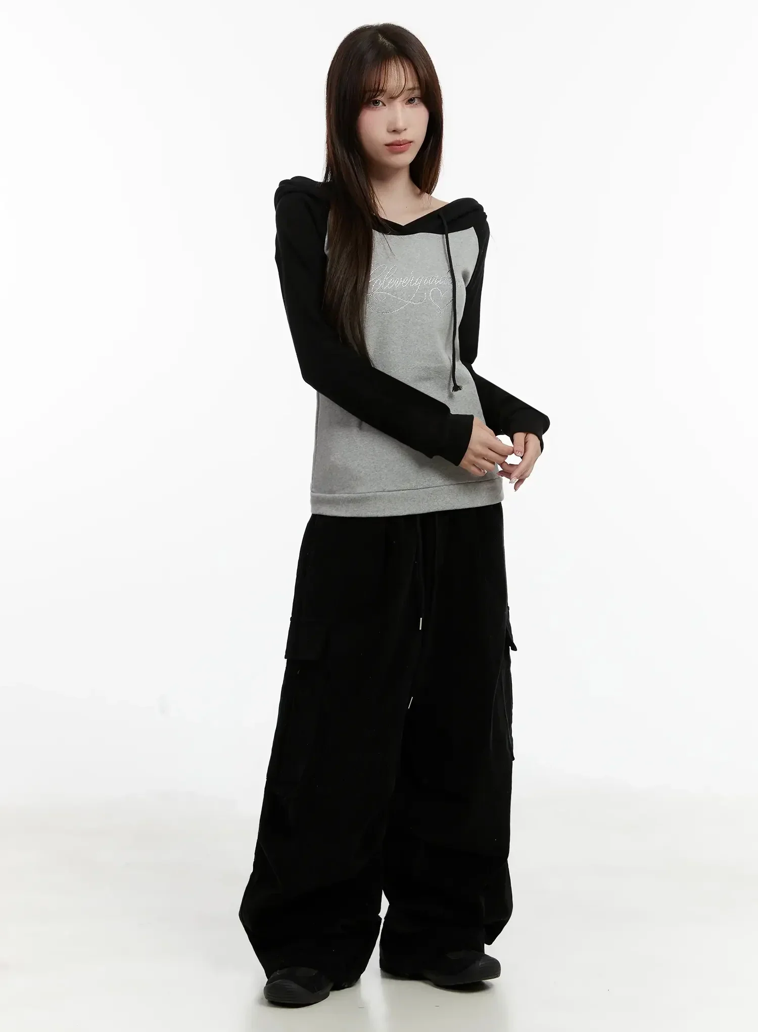 Off-Shoulder Graphic Hoodie IJ521 - Image 8