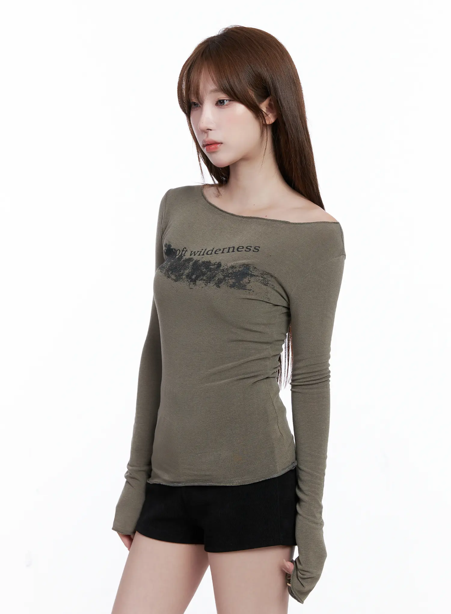Off-Shoulder Graphic Long Sleeve Top CG529 - Image 6