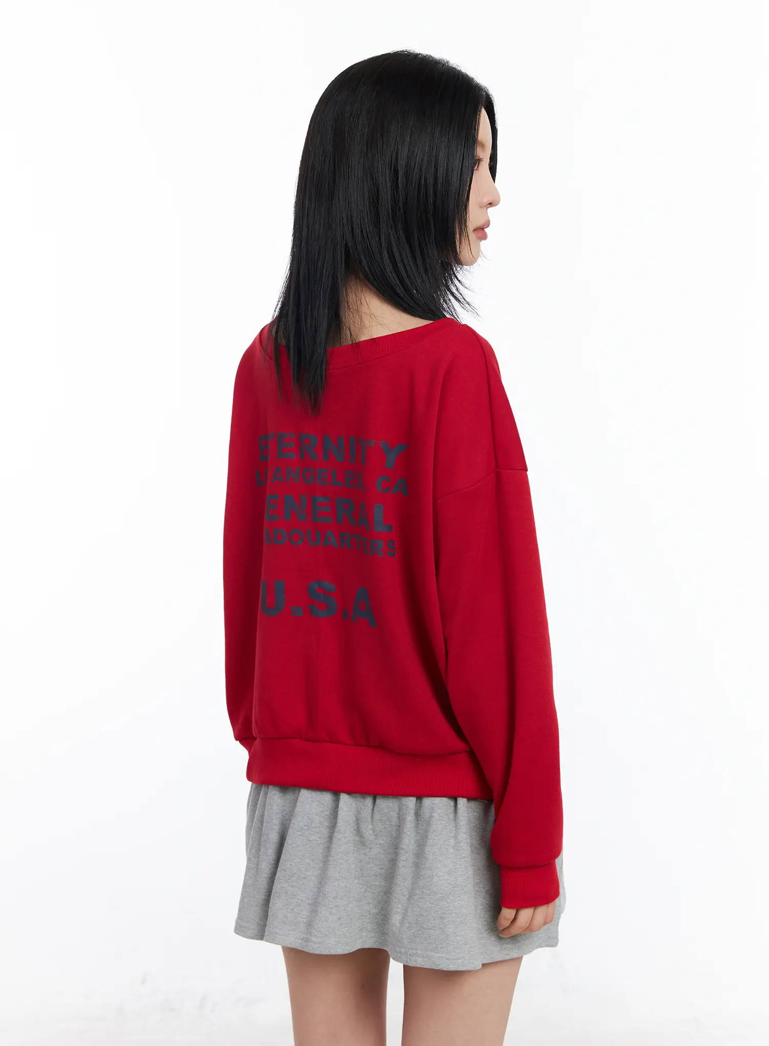 Off-Shoulder Graphic Sweatshirt CF518 - Image 14