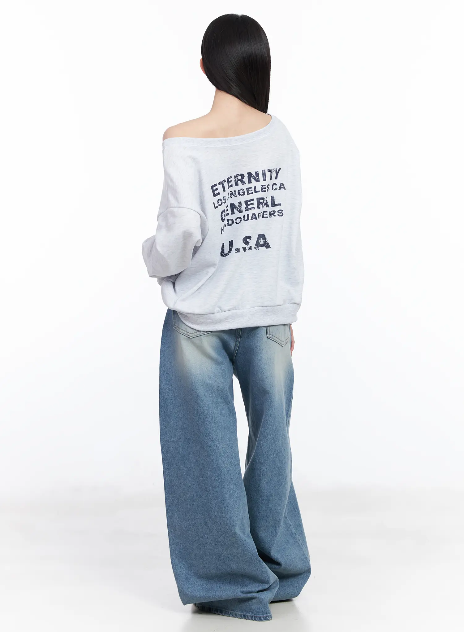 Off-Shoulder Graphic Sweatshirt CF518 - Image 5