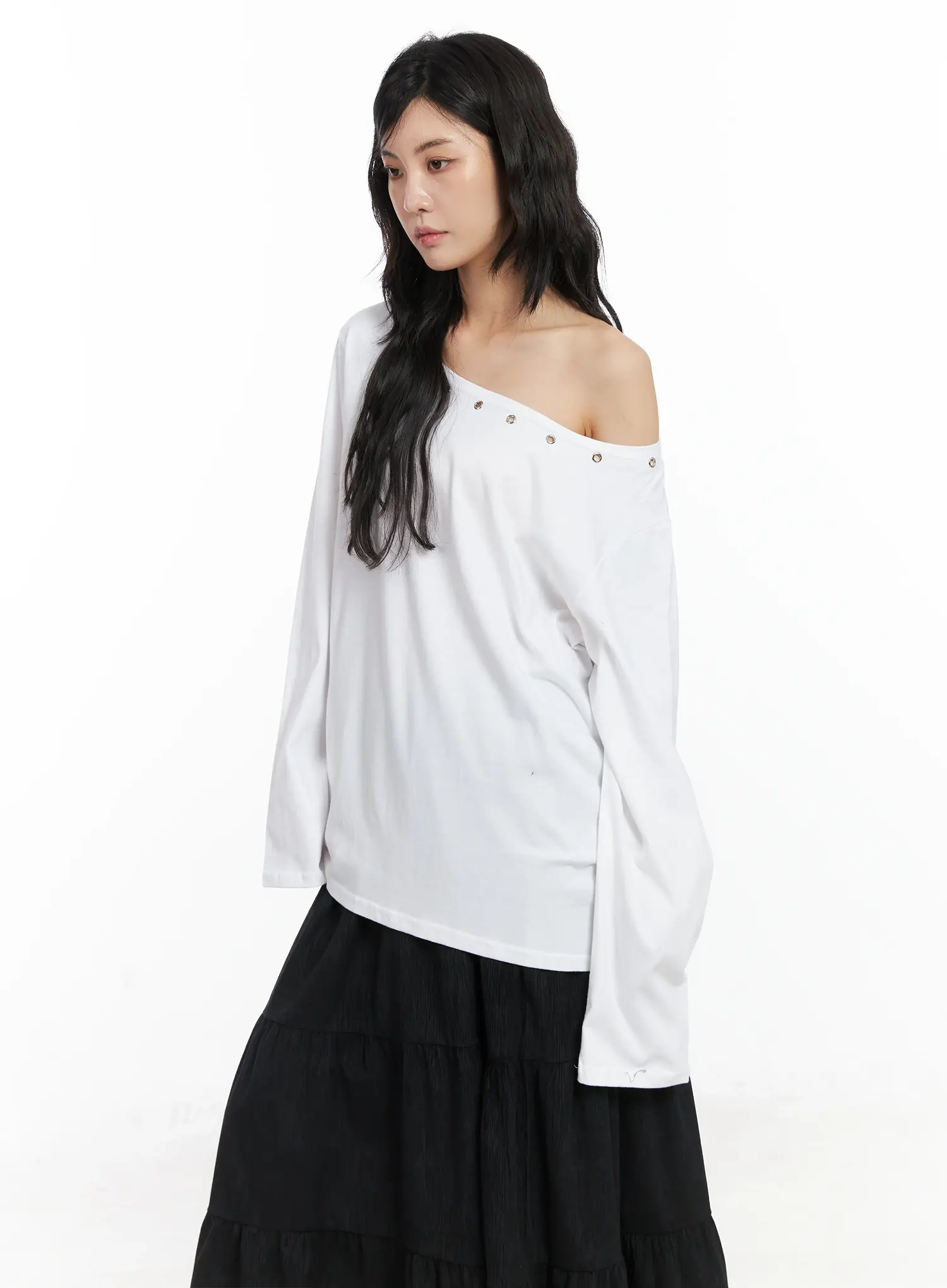 Off-Shoulder Grommet Long Sleeve Top CD502 - Image 5