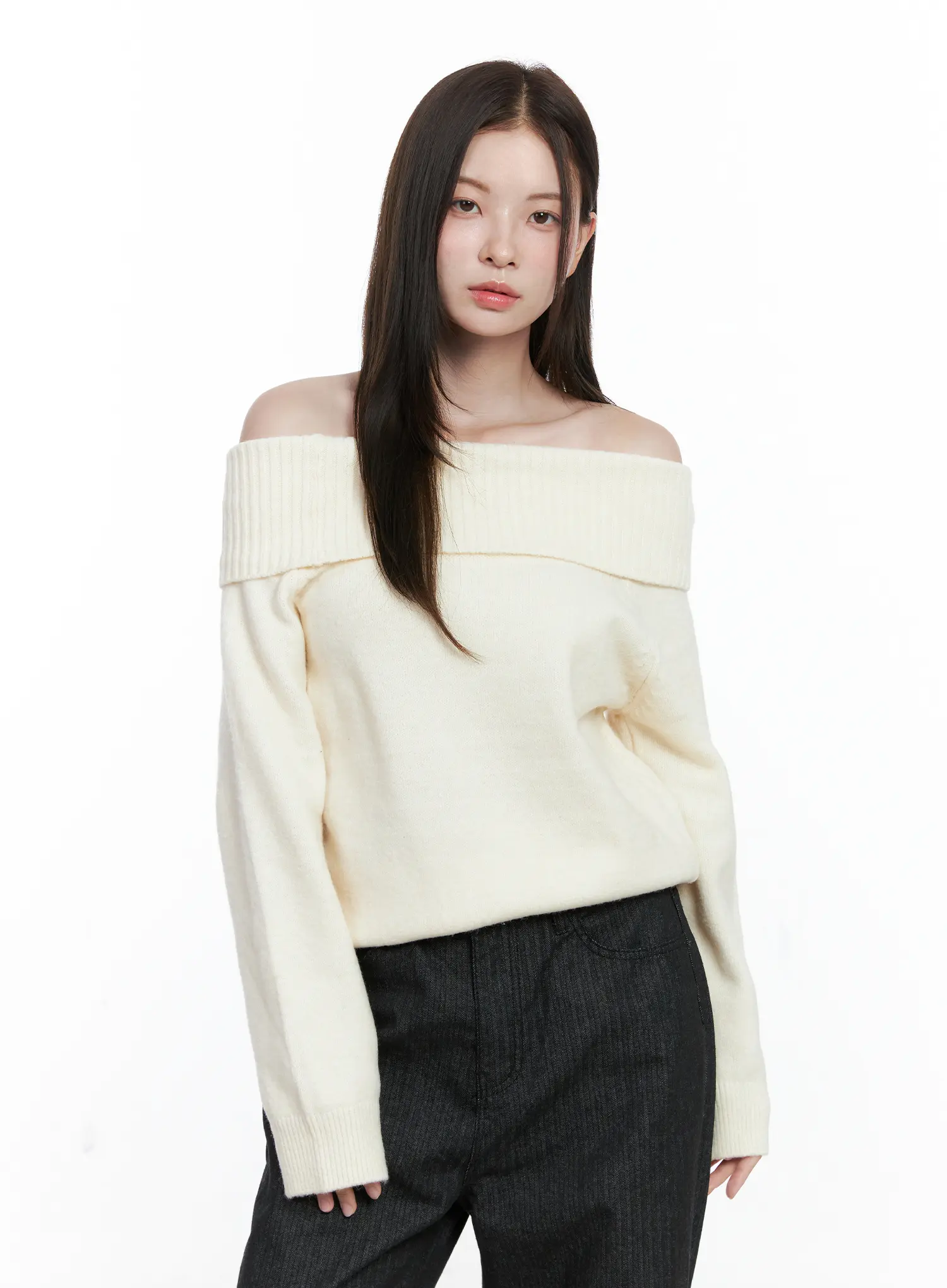 Off-Shoulder Knit Long Sleeve Top CO506 - Image 10