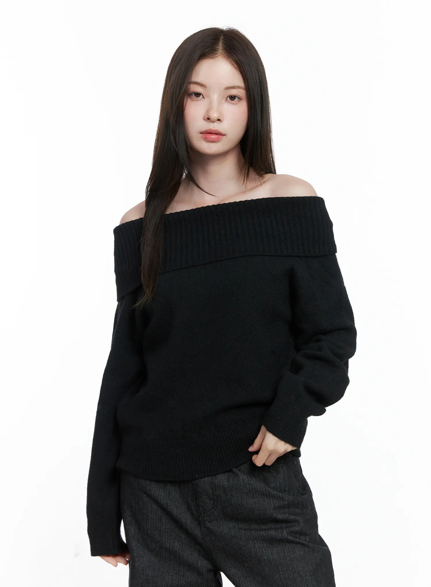 Off-Shoulder Knit Long Sleeve Top CO506 - Image 11