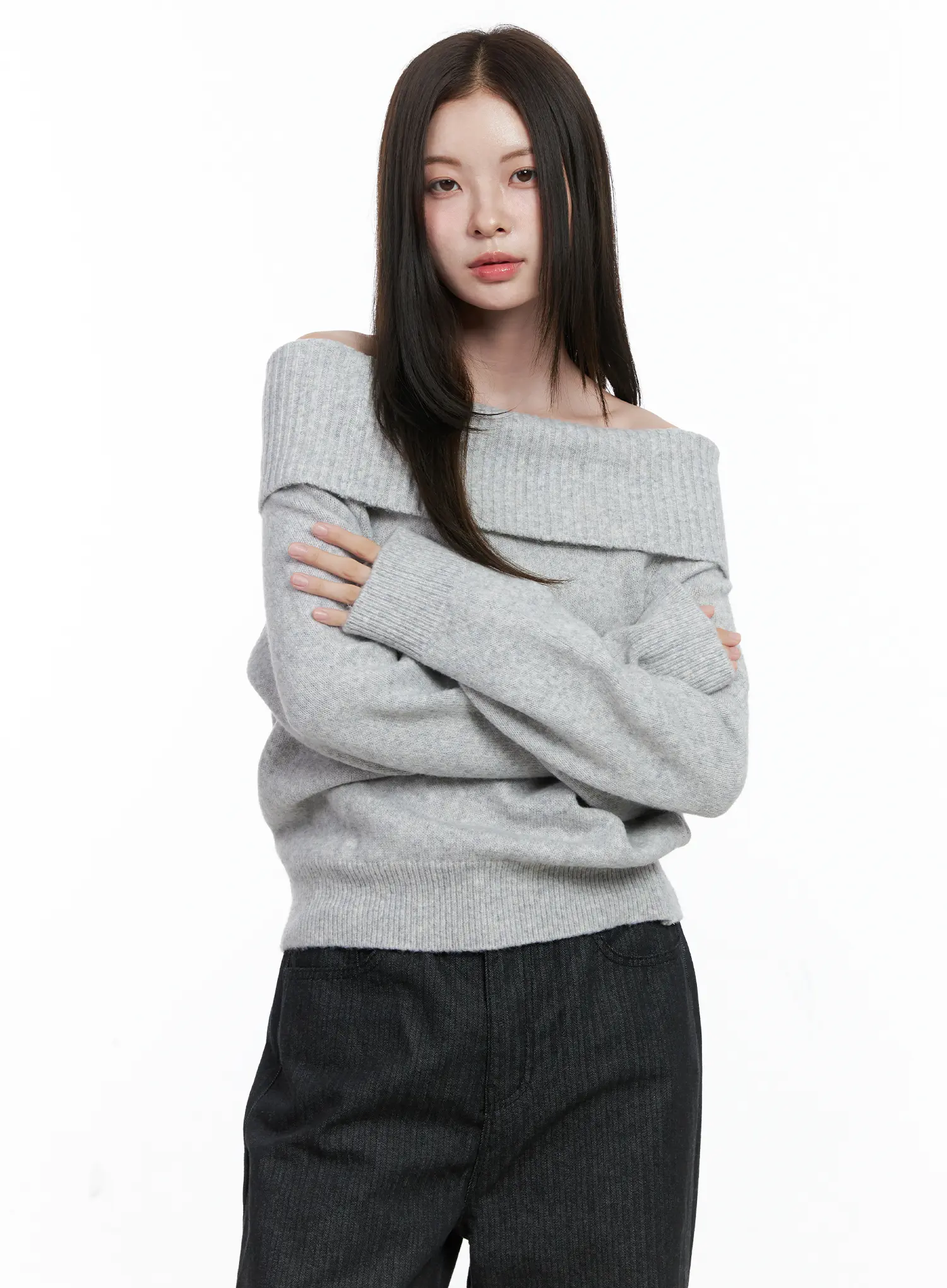 Off-Shoulder Knit Long Sleeve Top CO506 - Image 2