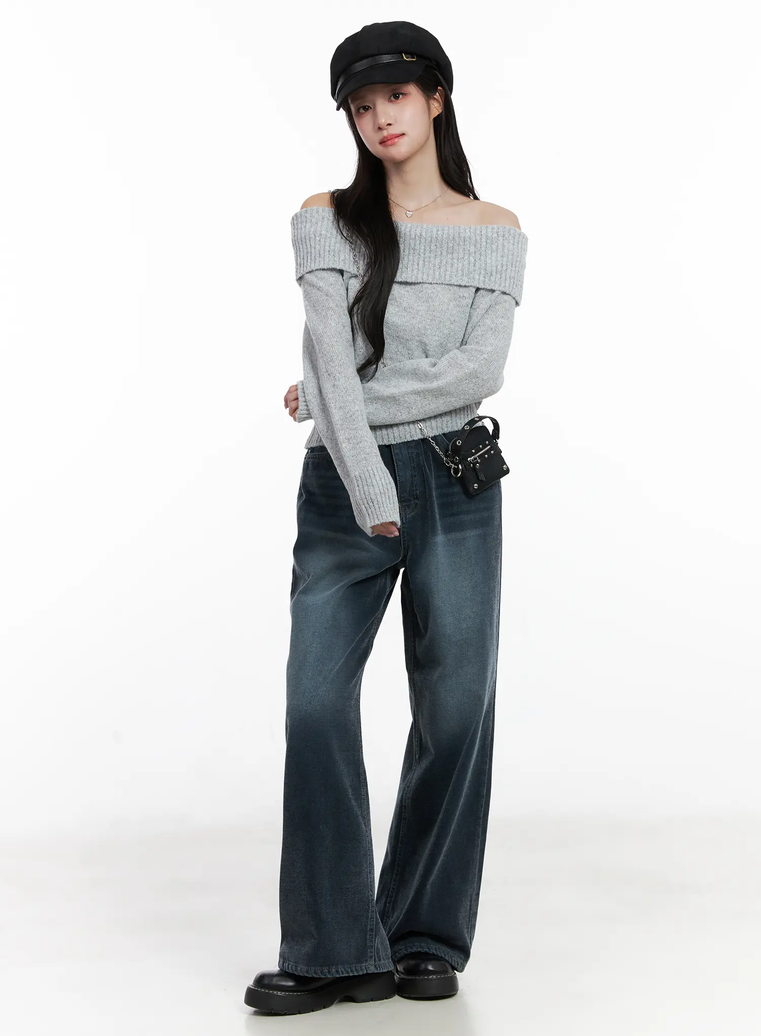 Off-Shoulder Knit Sweater CN526 - Image 2