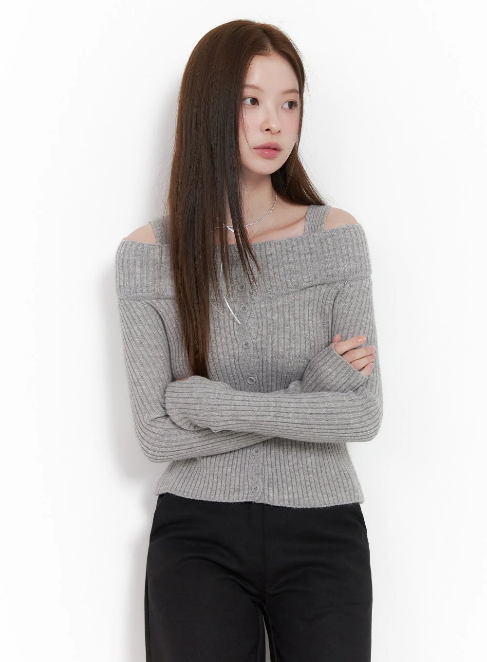 Off Shoulder Knit Sweater OD418 - Image 5