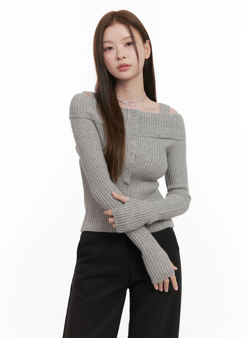 Off Shoulder Knit Sweater OD418 - Image 8