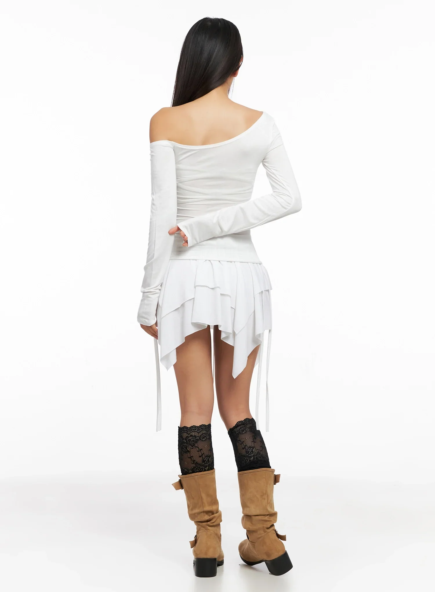 Off-Shoulder Lace-Up Corset Blouse IG528 - Image 9