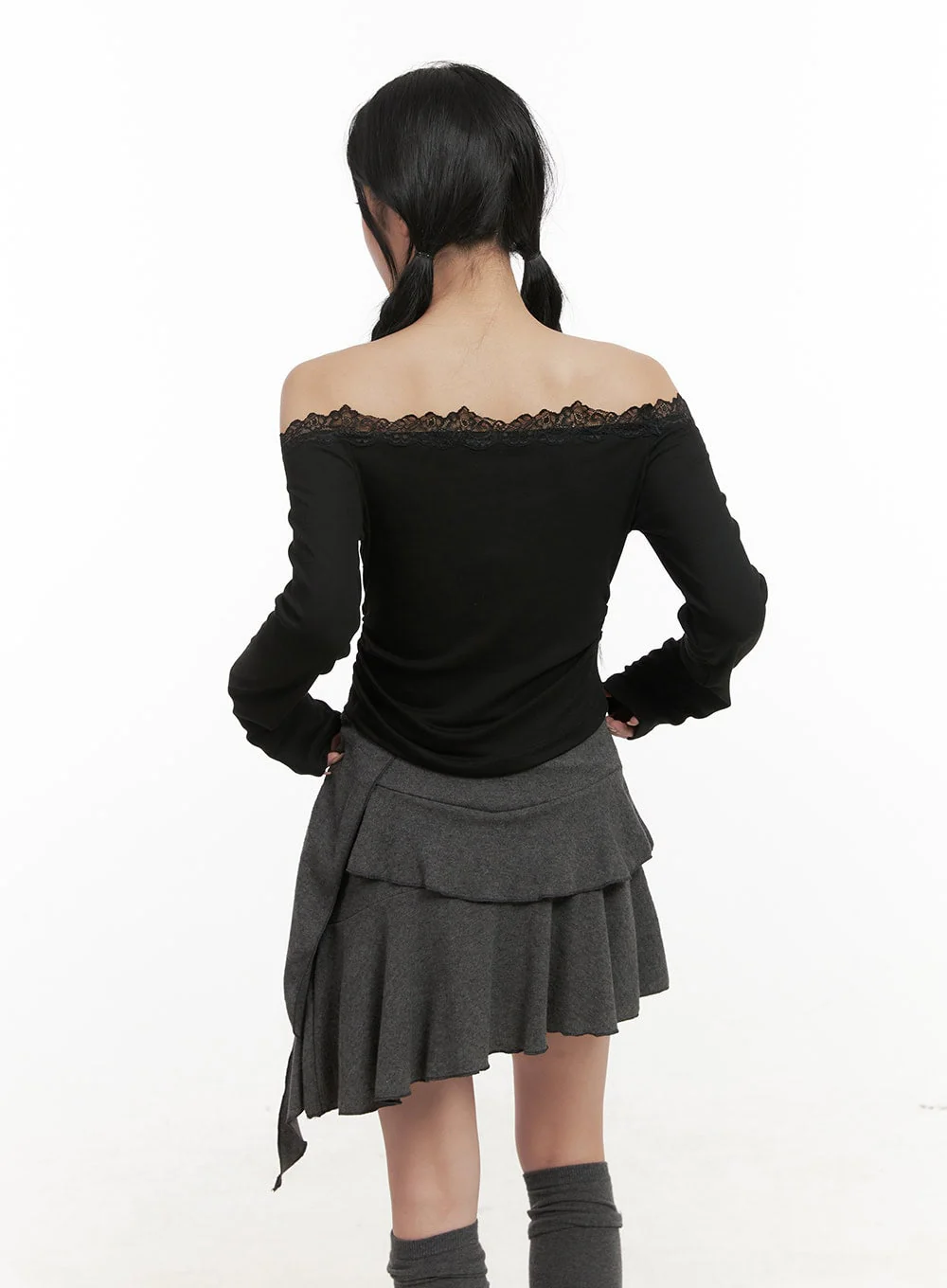 Off-Shoulder Long Sleeve Crop Tee CD410 - Image 6