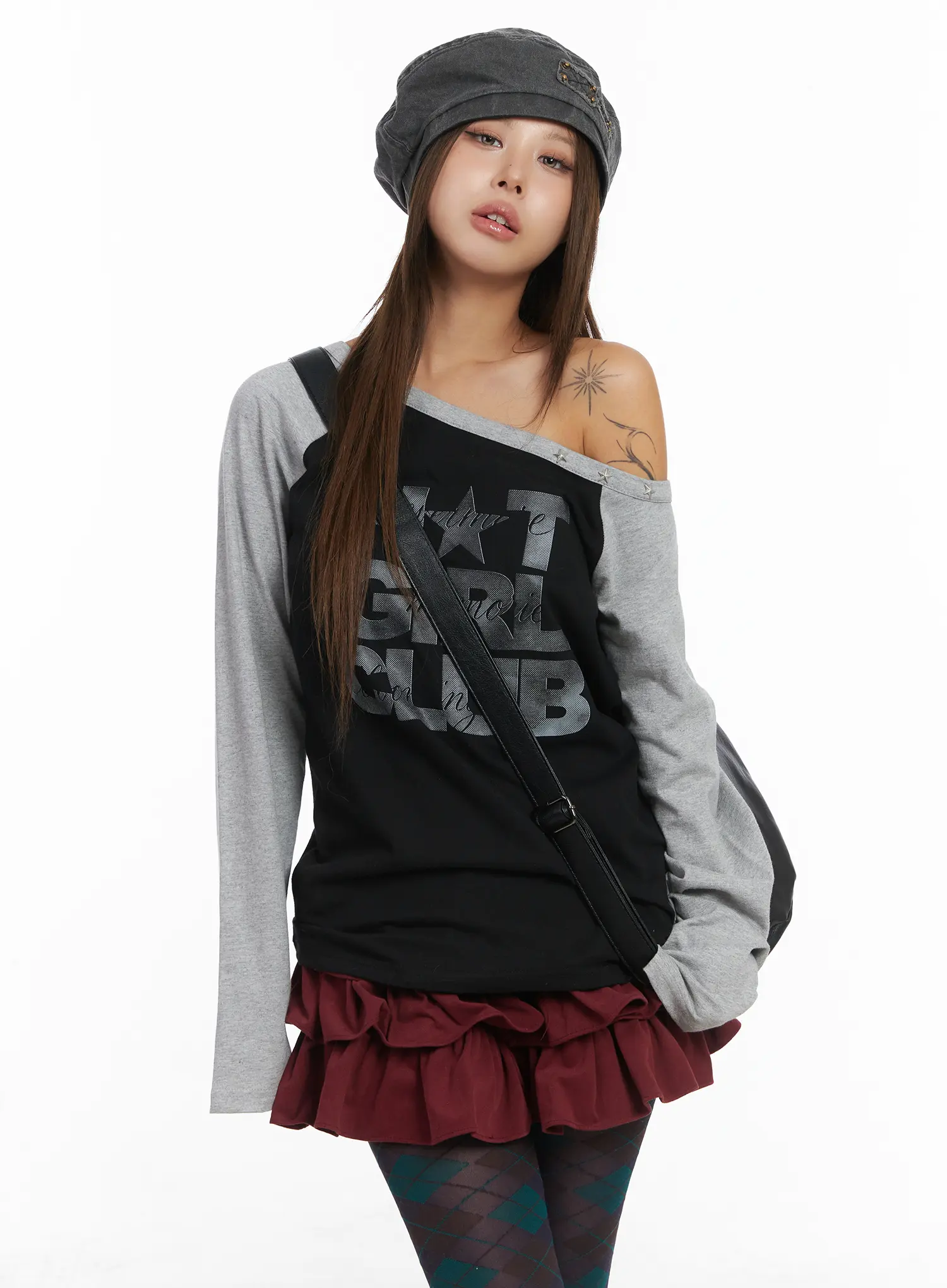 Off-Shoulder Long Sleeve Top CJ513