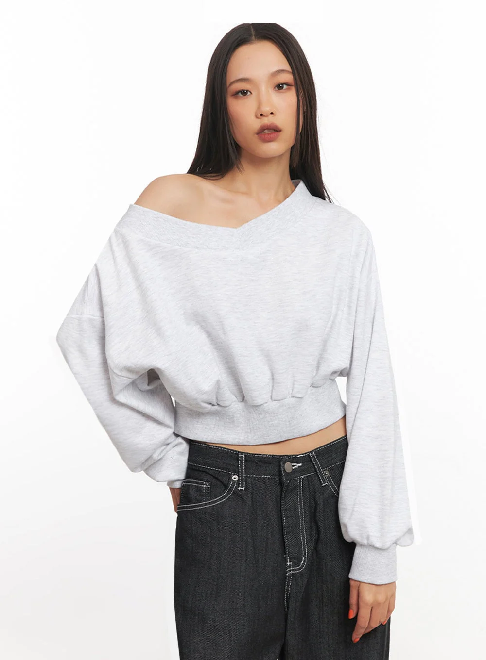 Off-Shoulder Loose-Fit Sweatshirt IA507 - Image 12
