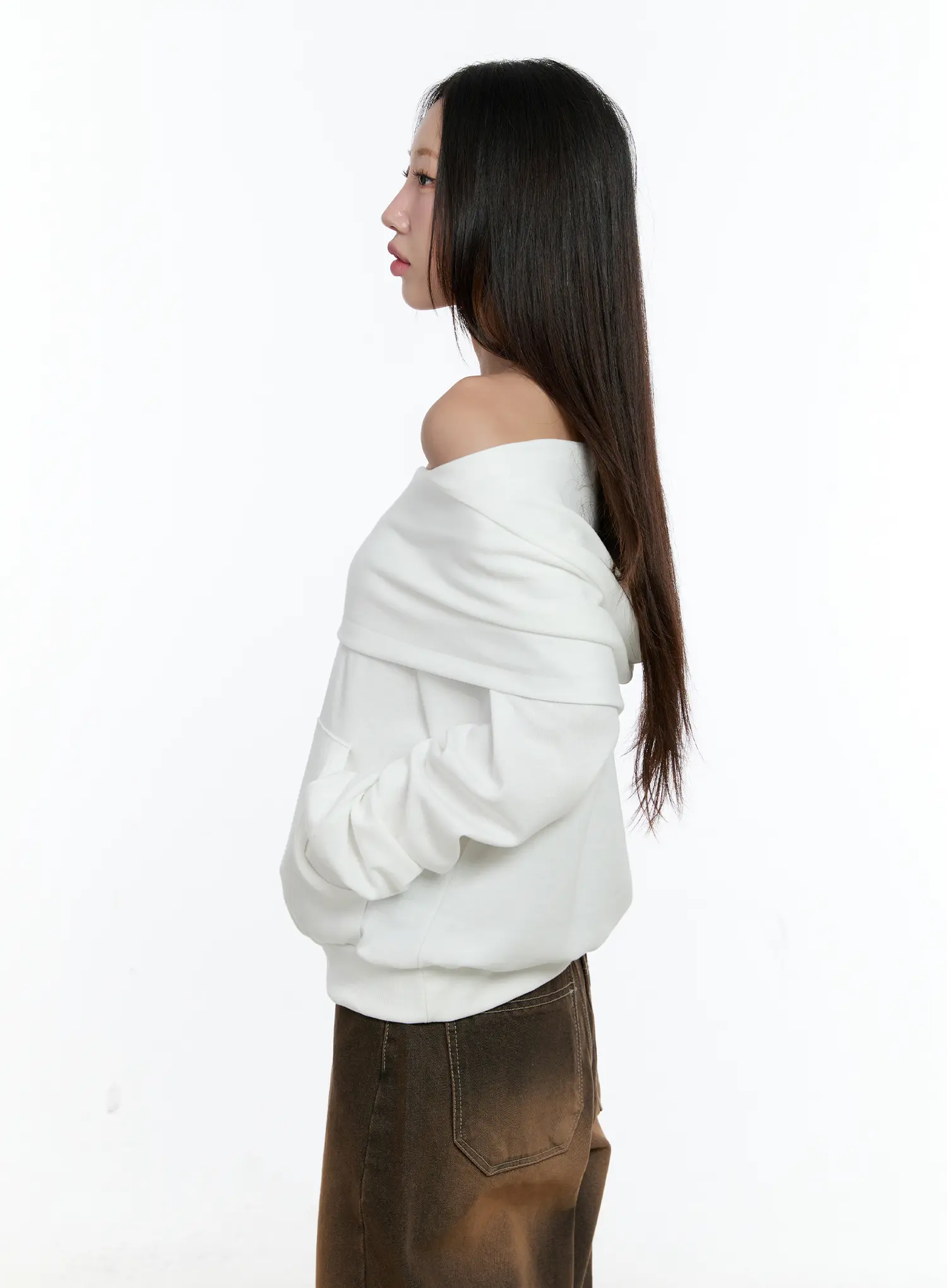 Off-Shoulder Pocket Sweatshirt CS517 - Image 7