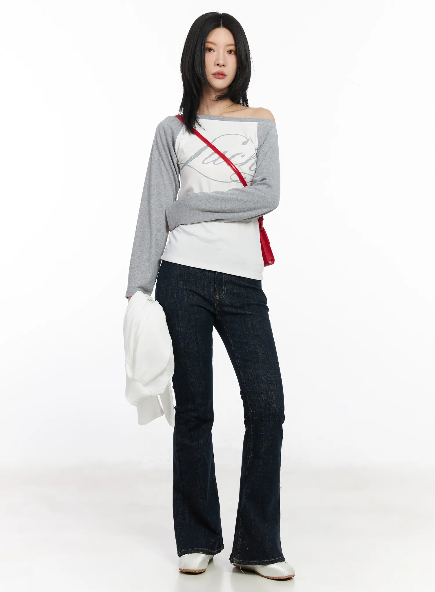 Off-Shoulder Raglan Long Sleeve Top CF526 - Image 2