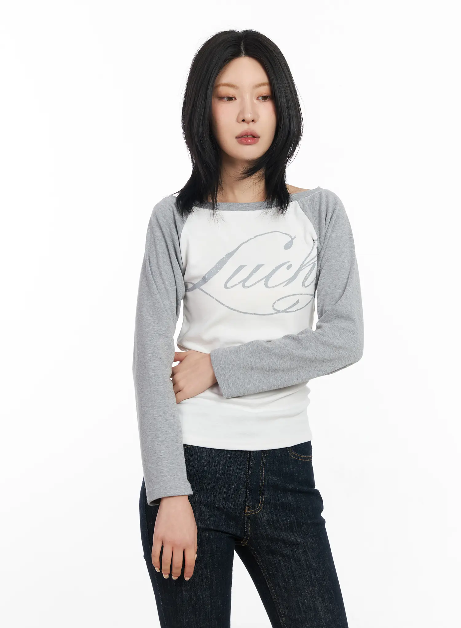 Off-Shoulder Raglan Long Sleeve Top CF526 - Image 4