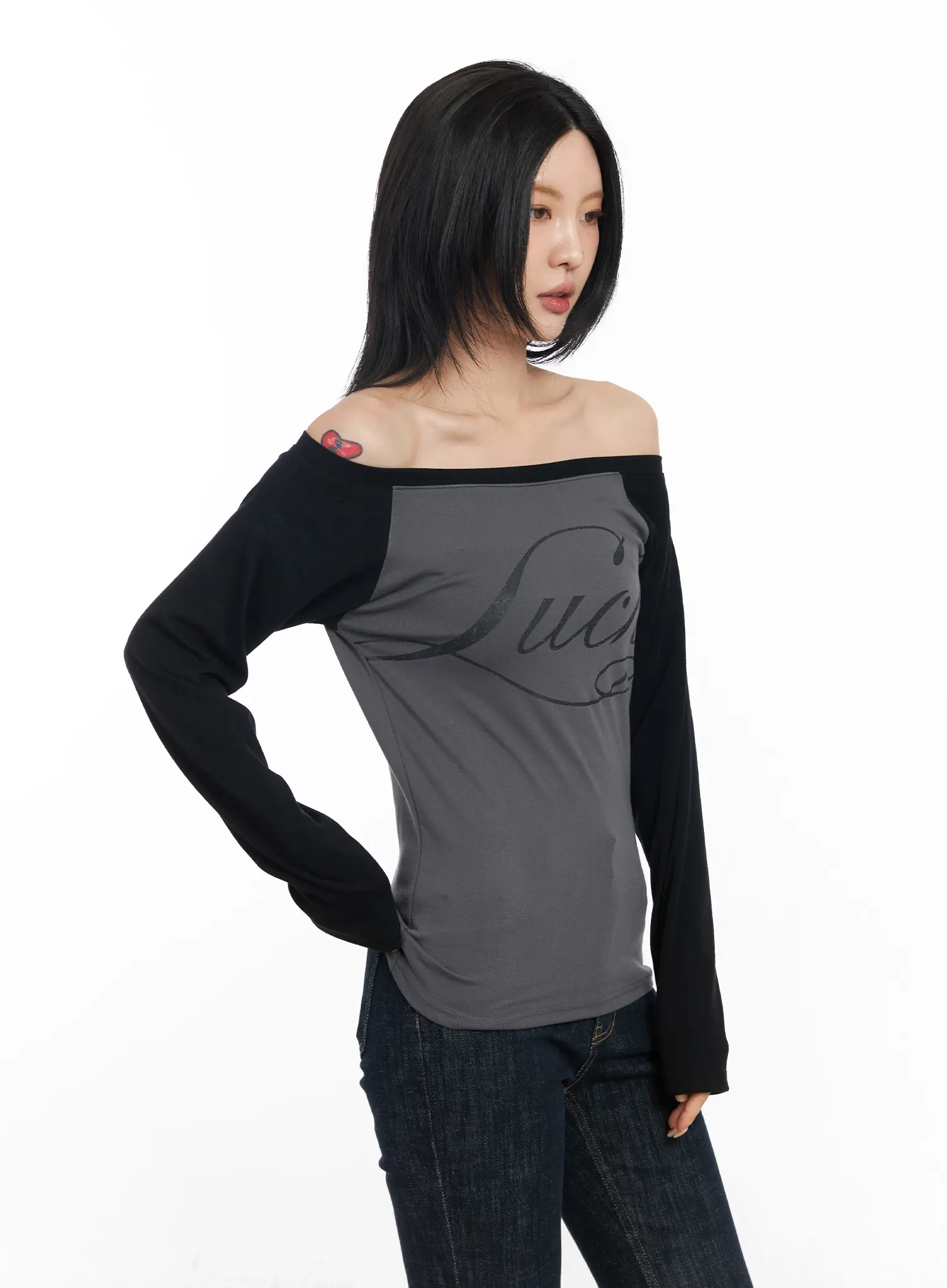 Off-Shoulder Raglan Long Sleeve Top CF526 - Image 8