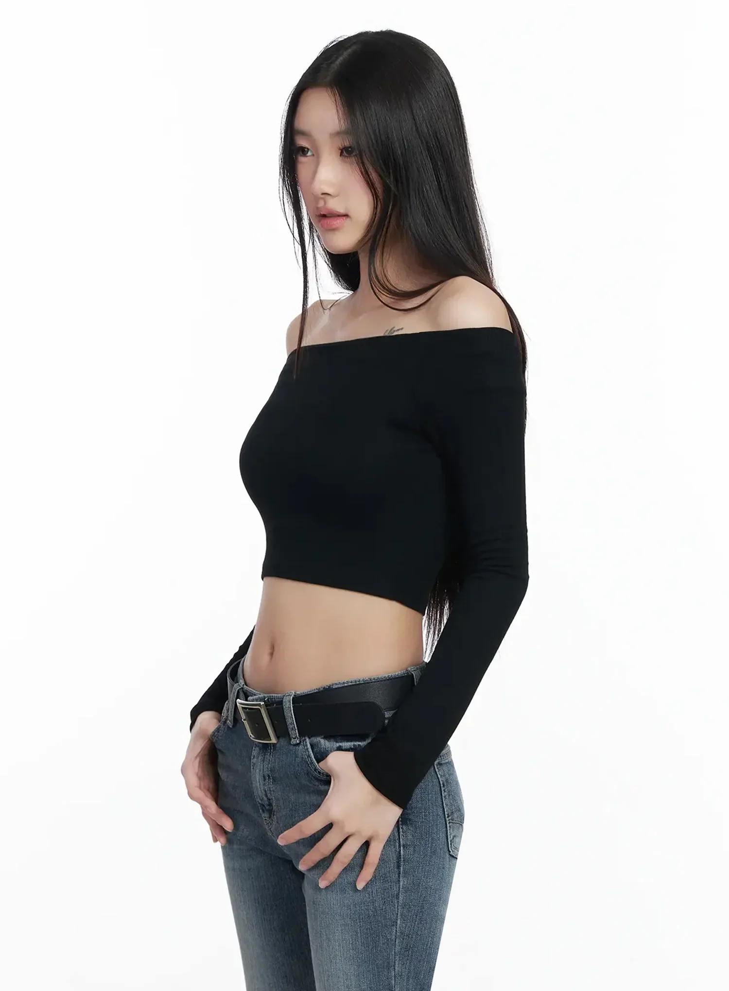 Off-Shoulder Ribbed Crop Top IM503 - Image 8