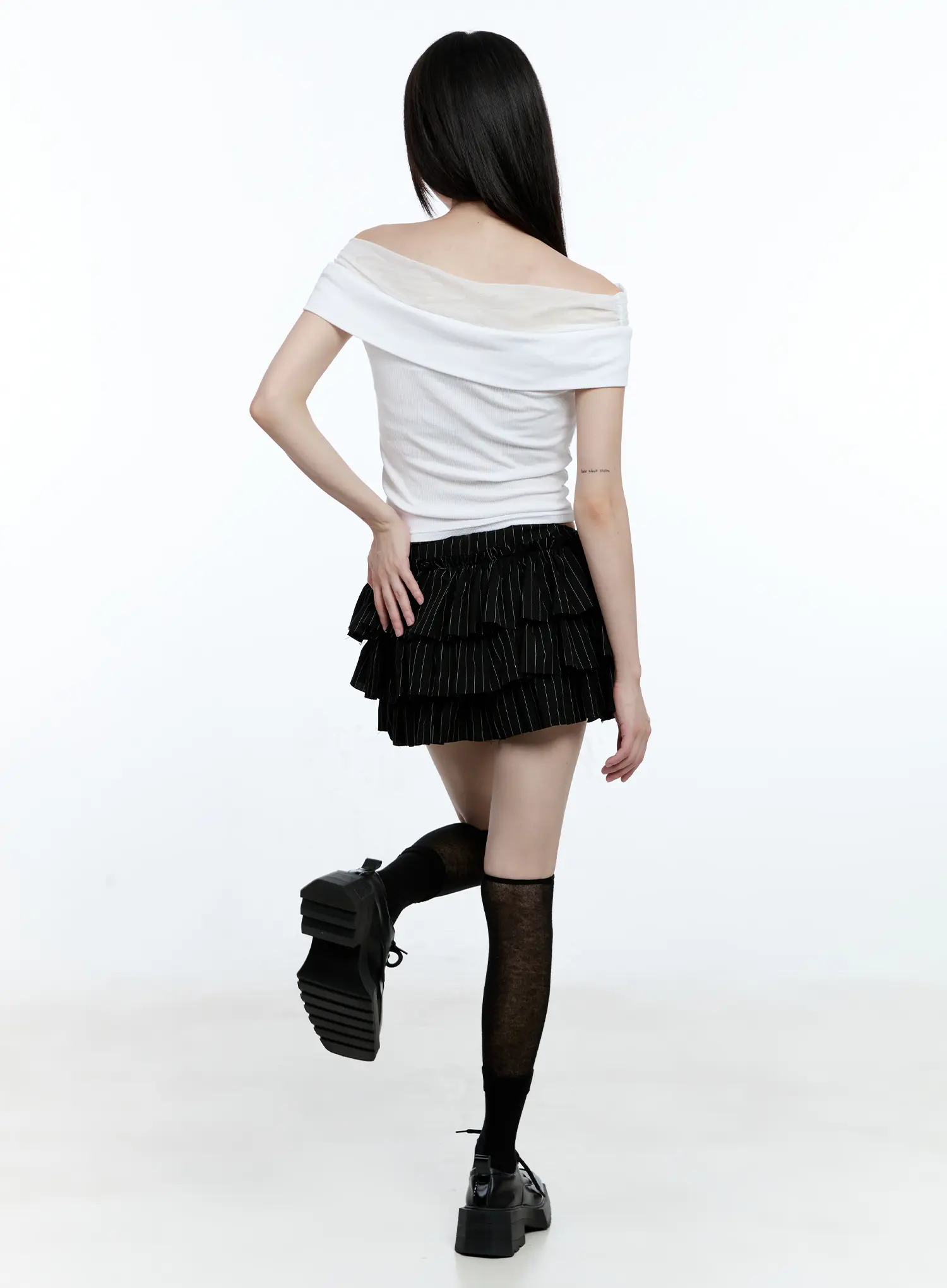 Off-Shoulder Ribbed Knit Top CG507 - Image 10