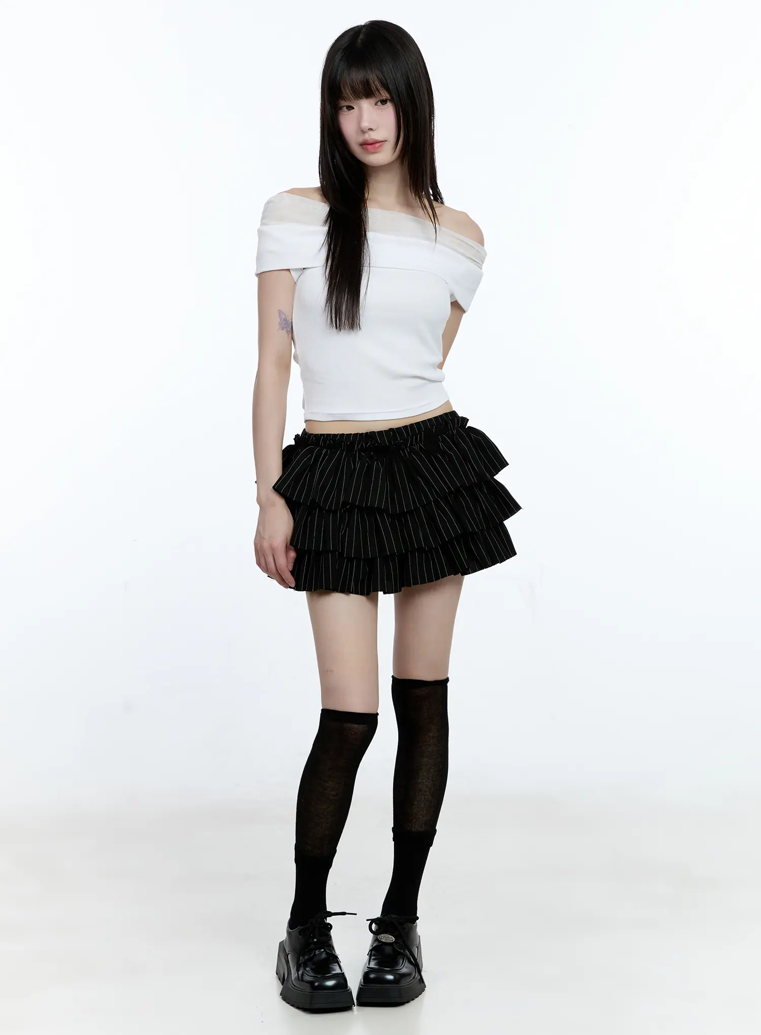 Off-Shoulder Ribbed Knit Top CG507 - Image 7