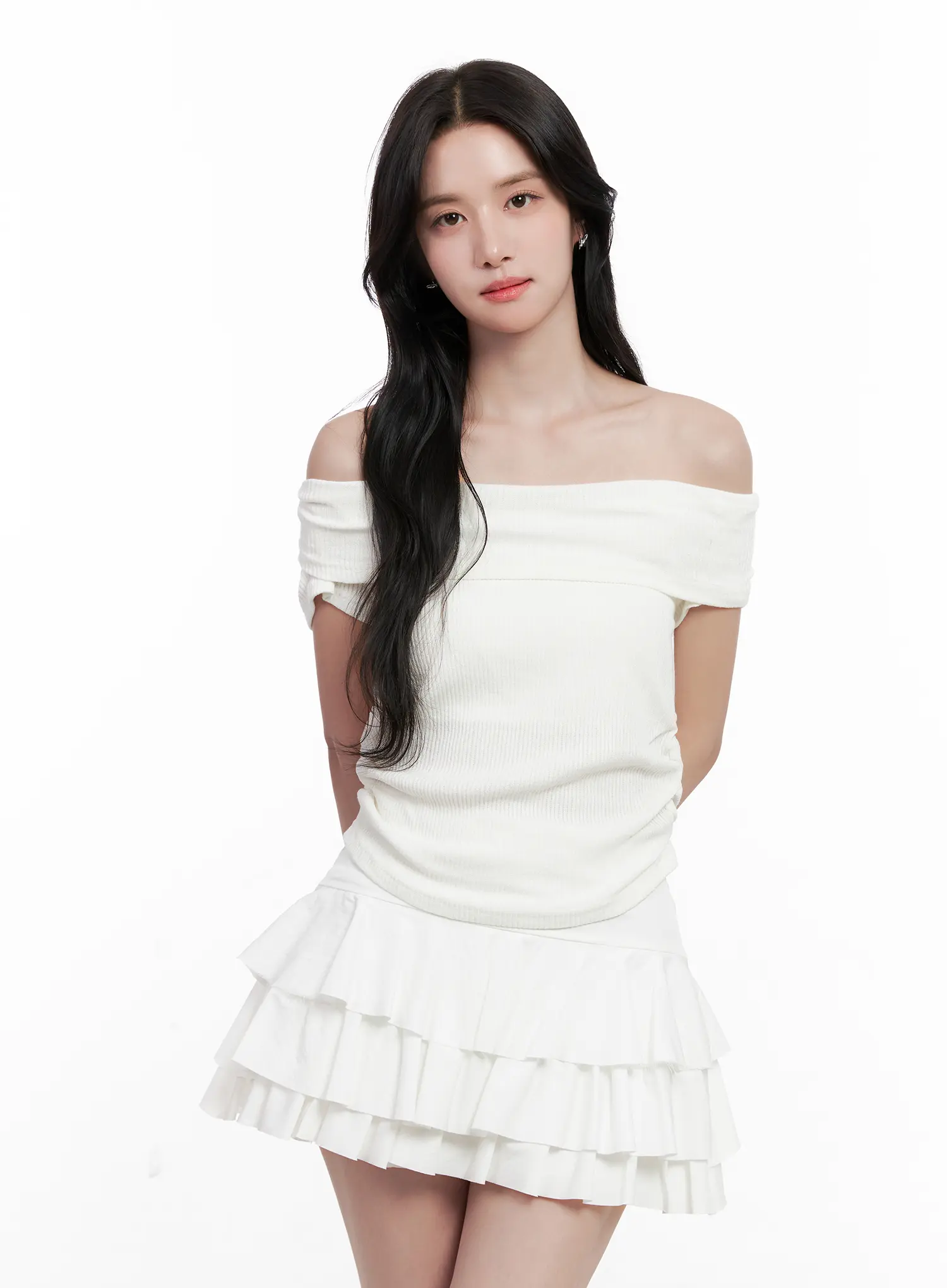 Off-Shoulder Ribbed Tee CL515 - Image 2