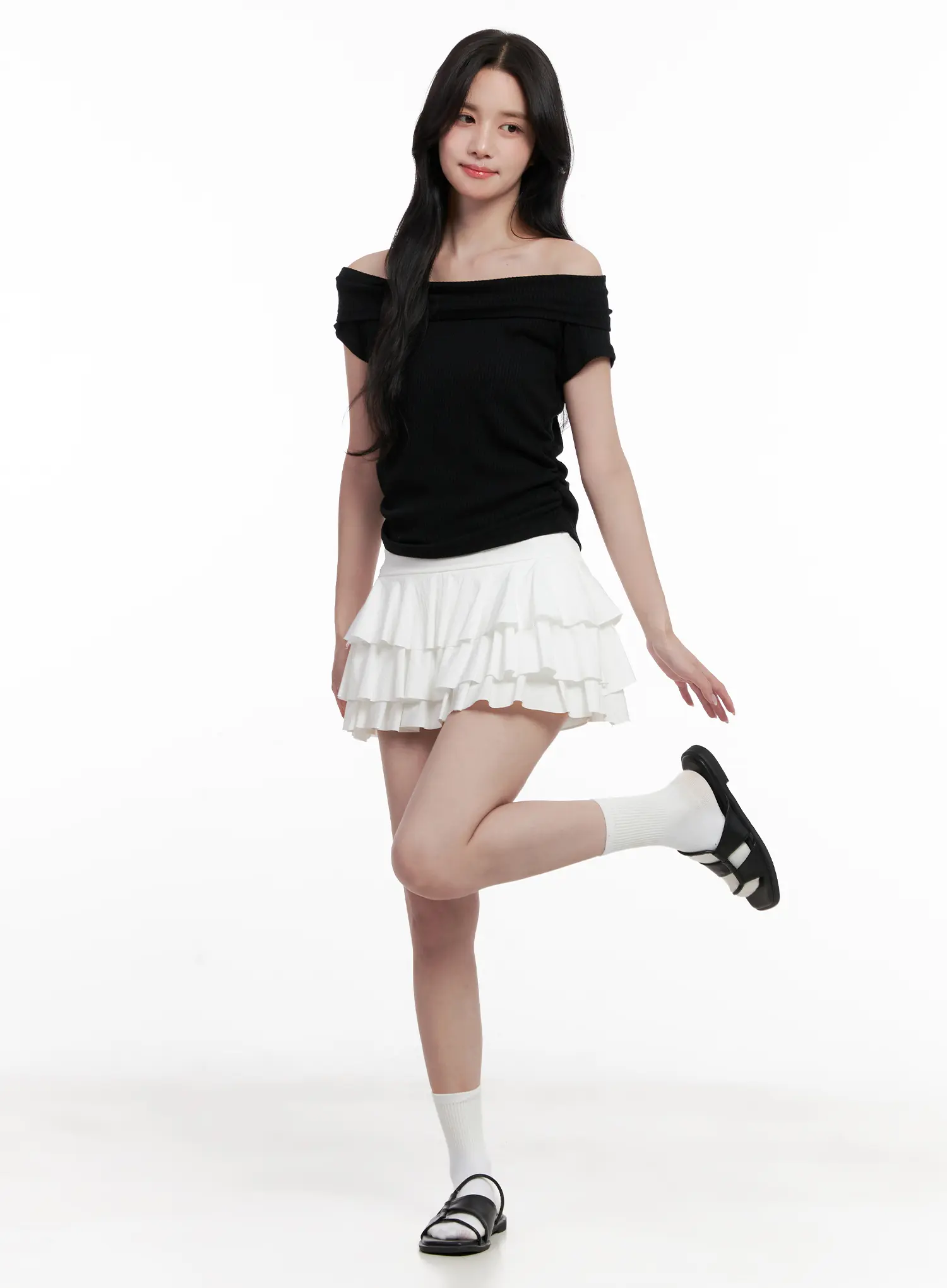 Off-Shoulder Ribbed Tee CL515 - Image 3