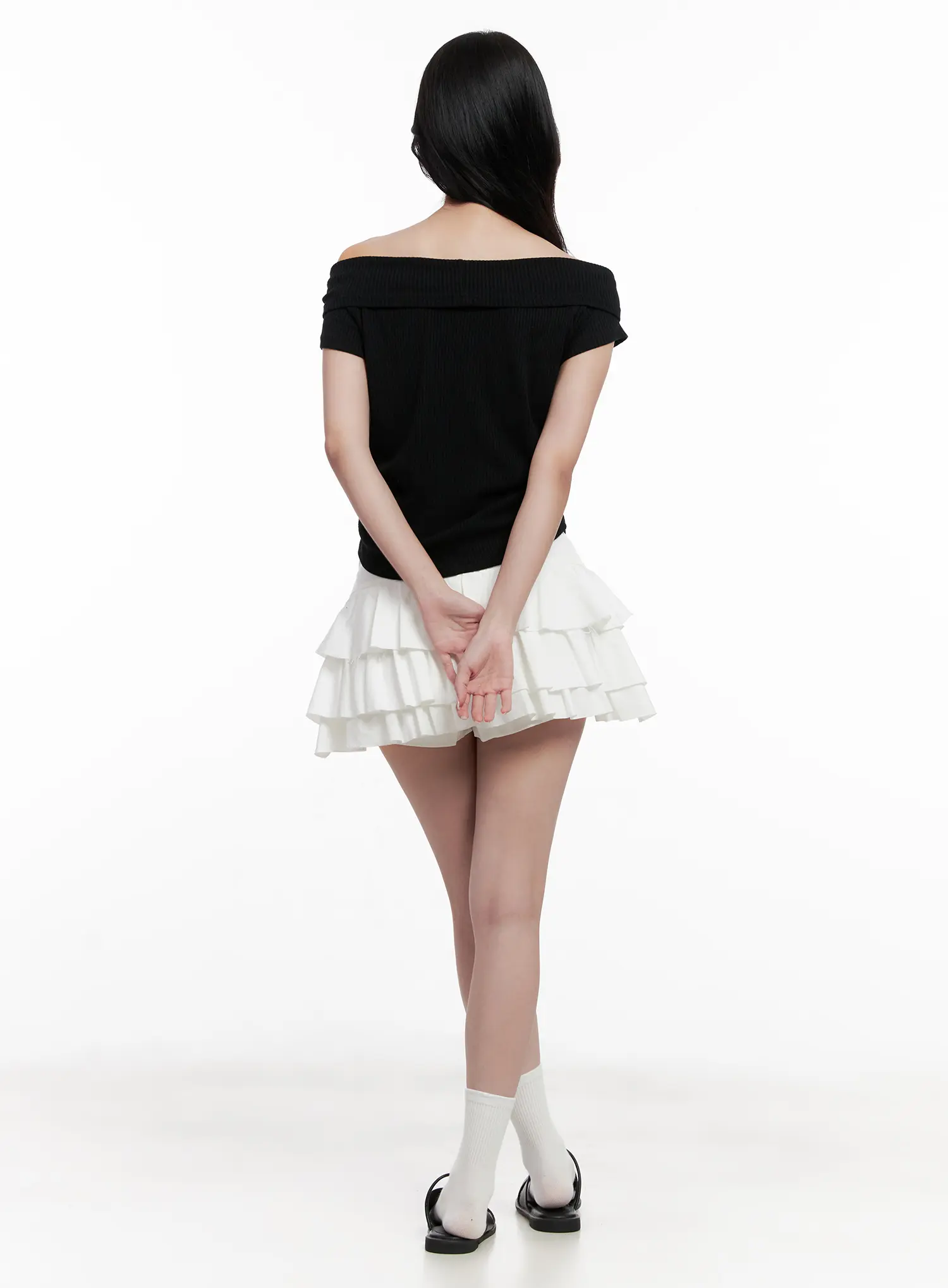 Off-Shoulder Ribbed Tee CL515 - Image 5